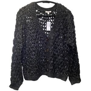 Maurices - Blue Sparkly Knit Button Sweater - Size Medium